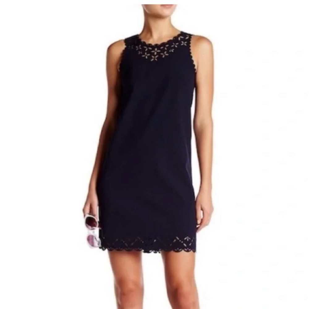 J Crew Laser Cut Dress in Navy